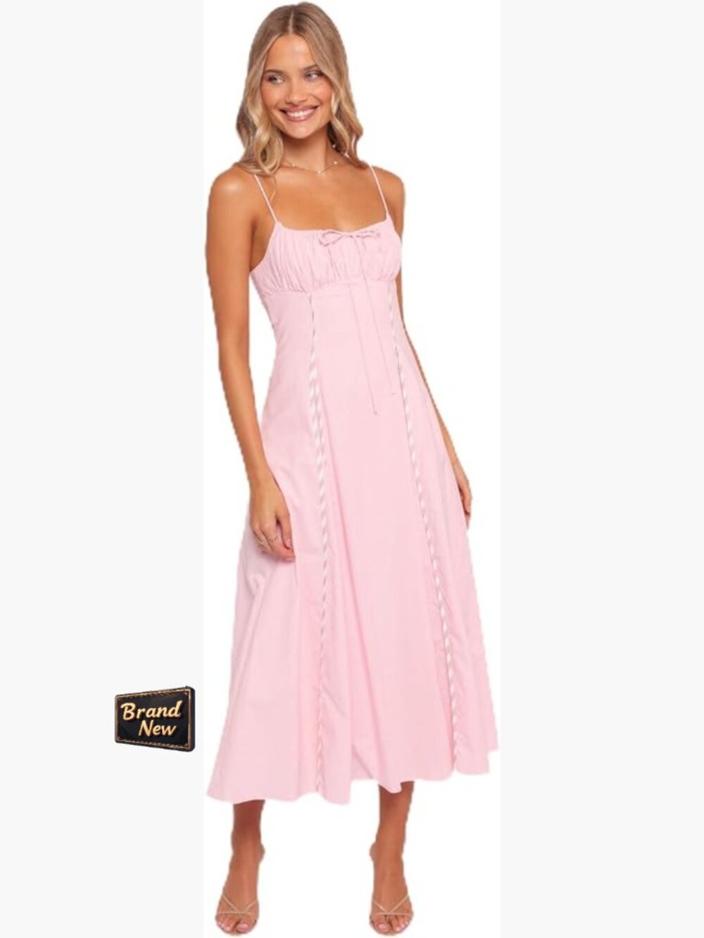 Women's Sleeveless Midi A-Line Dress Square Neck Linen Cotton Flowy
